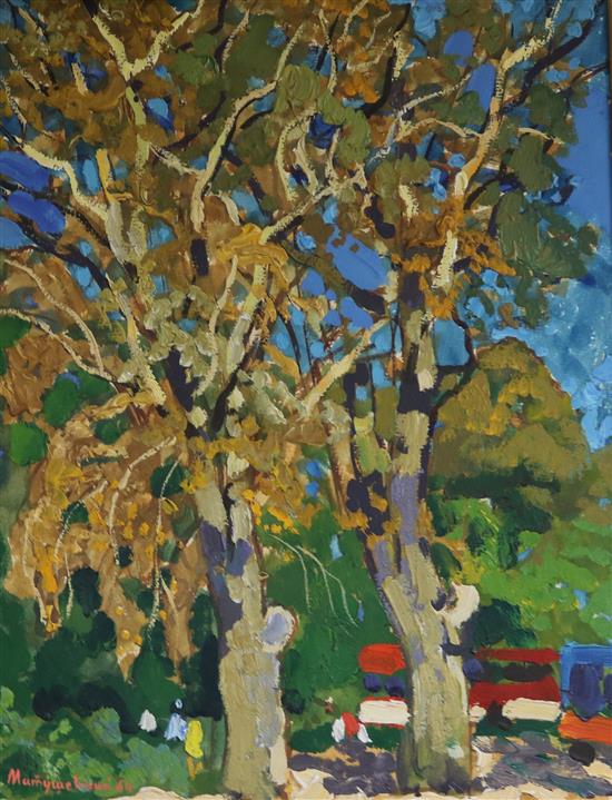 Yuri Matushevski (1930-1999) Trees in a landscape 47 x 34cm